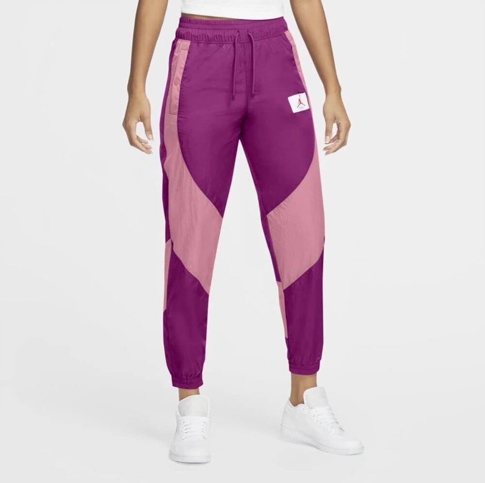 Jordan Woven Flight Label Nylon Track Utility Jogger Pants Pink Purple Size L